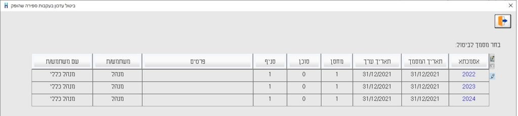 ביטול עדכון בעקבות ספירה 2021